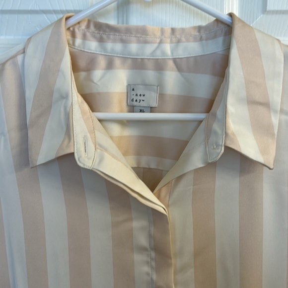 NWOT A NEW DAY satin striped top - Picture 3 of 5